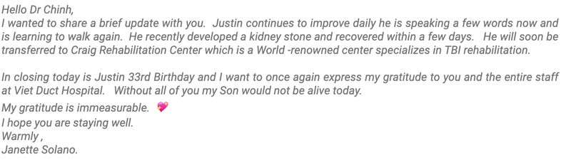 Bức thư cảm ơn của bà J.S (Ảnh: BVCC)