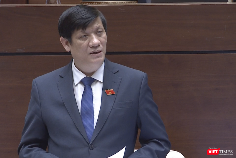 Bộ trưởng Bộ Y tế Nguyễn Thanh Long trả lời chất vấn trước Quốc hội (Ảnh - MT) 