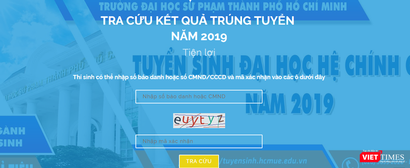 Tra cứu kết quả trúng tuyển trên website của trường