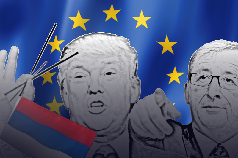 Mối quan hệ giữa Mỹ và các nền dân chủ tây Âu cũng không êm đẹp khi ông Trump rút khỏi thỏa thuận hạt nhân với Iran và có những cuộc chiến thương mại nhỏ với châu Âu. Mối quan hệ giữa Mỹ và các nền dân chủ tây Âu cũng không êm đẹp khi ông Trump rút khỏi thỏa thuận hạt nhân với Iran và có những cuộc chiến thương mại nhỏ với châu Âu.