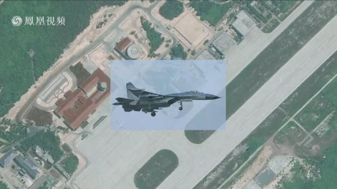 Hình ảnh Trung Quốc ra sức tiến hành quân sự hóa phi pháp trên các đảo, đá ở Biển Đông. Nguồn ảnh: Đài truyền hình Phượng Hoàng, Hồng Kông ngày 3/6/2016.