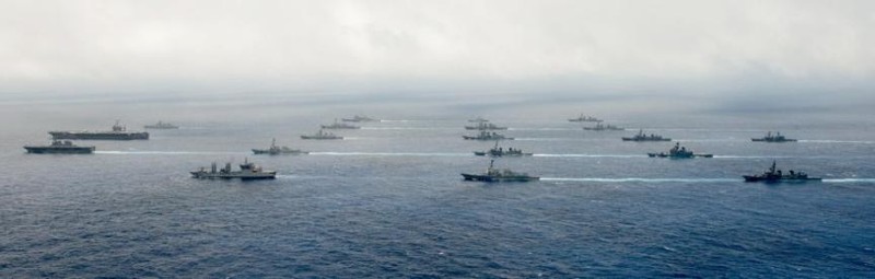 Mỹ, Nhật Bản và Ấn Độ tiến hành tập trận gây sức ép với Trung Quốc. Nguồn ảnh: Sina Trung Quốc.