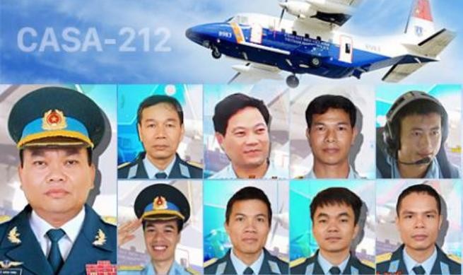 9 quân nhân trên máy bay tuần thám CASA-212 số hiệu 8983 gặp nạn. Ảnh: VNE.