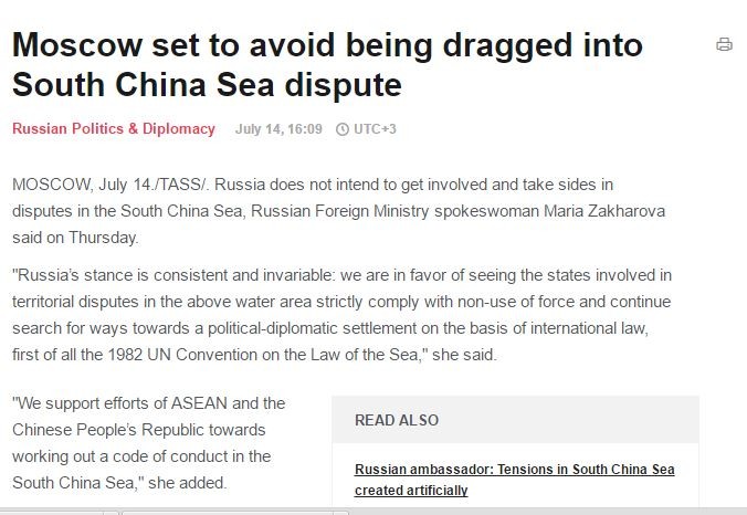 Bản tin của thông tấn Nga Tass đăng tải ngày 14/7/2016.