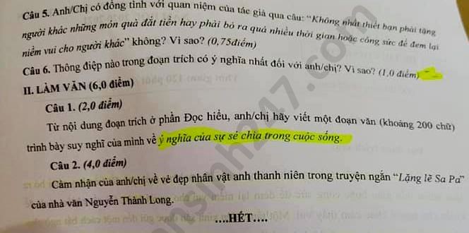 Để thi tuyển sinh vào lớp 10 môn Ngữ Văn tỉnh Cà Mau năm 2020. Nguồn: TTHN