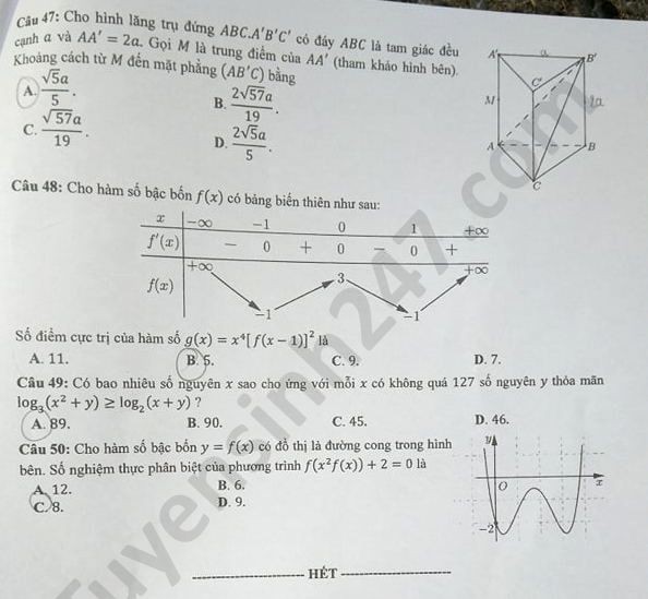 Đề thi tốt nghiệp THPT năm 2020 môn Toán mã đề 113. Nguồn: TTHN Đề thi tốt nghiệp THPT năm 2020 môn Toán mã đề 113. Nguồn: TTHN