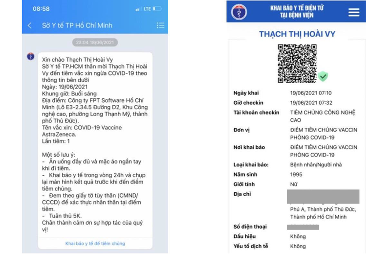 Nội dung tin nhắn Sở Y tế nhắc người dân tiêm vaccine COVID-19. Ảnh: SYT TP.HCM Nội dung tin nhắn Sở Y tế nhắc người dân tiêm vaccine COVID-19. Ảnh: SYT TP.HCM