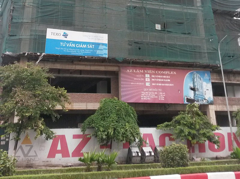 Khởi công từ năm 2010, đến tầng 4 rồi "đắp chiếu". Đầu năm 2014, Dự án AZ Lâm Viên (quận Cầu Giấy) bất ngờ được tái khởi động với nhà thầu mới. Tuy nhiên, dự án này chỉ được triển khai thêm 10 sàn, rồi lại "đắp chiếu" không hẹn ngày hoàn thiện