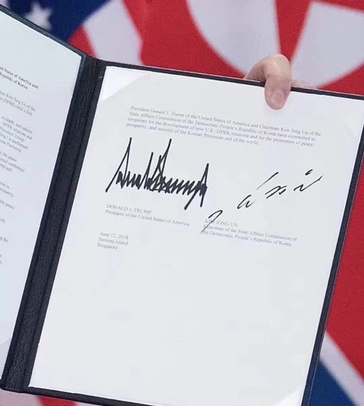 Văn bản được ký kết giữa 2 vị đứng đầu Mỹ và Triều Tiên Văn bản được ký kết giữa 2 vị đứng đầu Mỹ và Triều Tiên