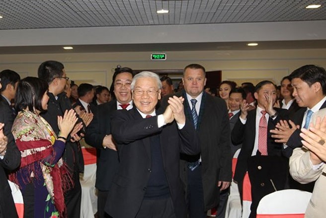 Tổng bí thư Nguyễn Phú Trọng được chào đón nồng nhiệt (TTXVN)