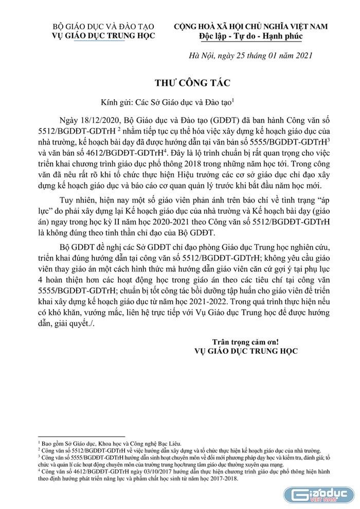 Thư công tác - Ảnh Giaoduc.net Thư công tác - Ảnh Giaoduc.net