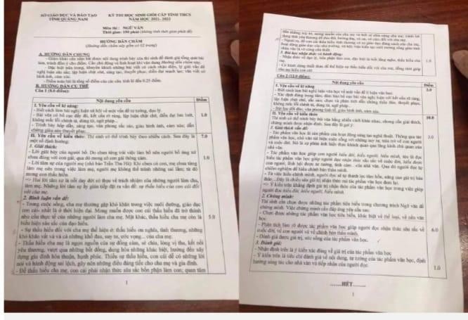 Đáp án của đề thi học sinh giỏi nói trên