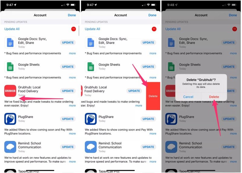 Giờ đây bạn có thể xóa ứng dụng ngay trong mục cập nhật (Ảnh: cnet.com)