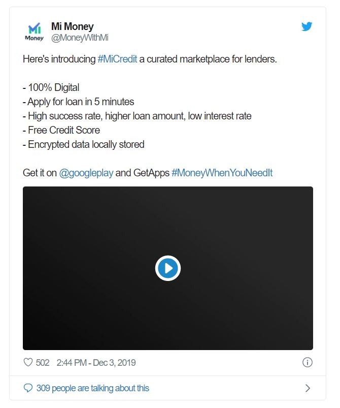 Bài đăng trên Twitter giới thiệu dịch vụ Mi Credit của Xiaomi (Ảnh: Android Authority) Bài đăng trên Twitter giới thiệu dịch vụ Mi Credit của Xiaomi (Ảnh: Android Authority)
