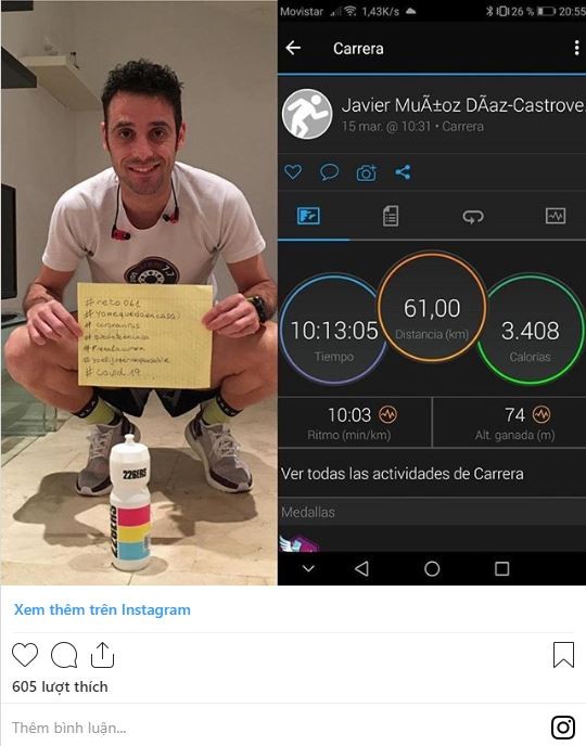 Javier chia sẻ thành tích mình đạt được lên Instagram (Nguồn: Instagram)