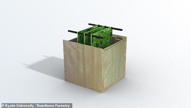 Mô phỏng vệ tinh nhân tạo được làm bằng gỗ (Ảnh: Dailymail)