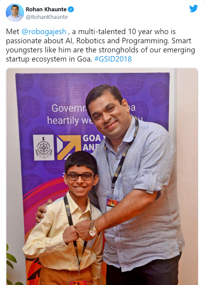 Tài năng của Gajesh Naik đã được để ý khi mới 10 tuổi (Ảnh: Twitter)