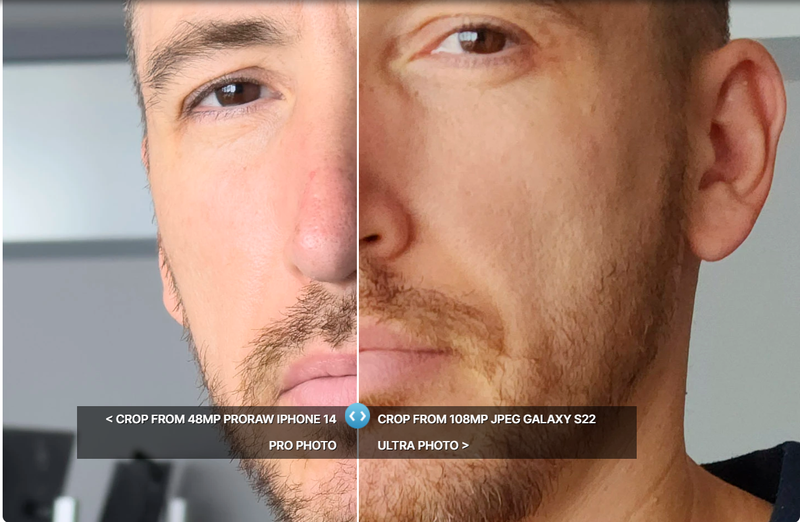 So sánh ảnh chụp giữa camera 48MP của iPhone 14 và camera 108MP của Galaxy S22 (Ảnh: Phone Arena) So sánh ảnh chụp giữa camera 48MP của iPhone 14 và camera 108MP của Galaxy S22 (Ảnh: Phone Arena)