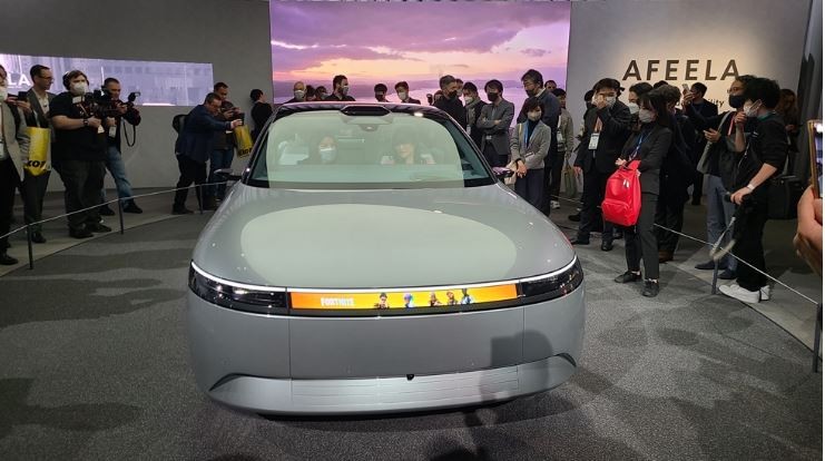 Mẫu xe điện Afeela của Sony và Honda được trưng bày tại CES 2023 (Ảnh: Korea Times)