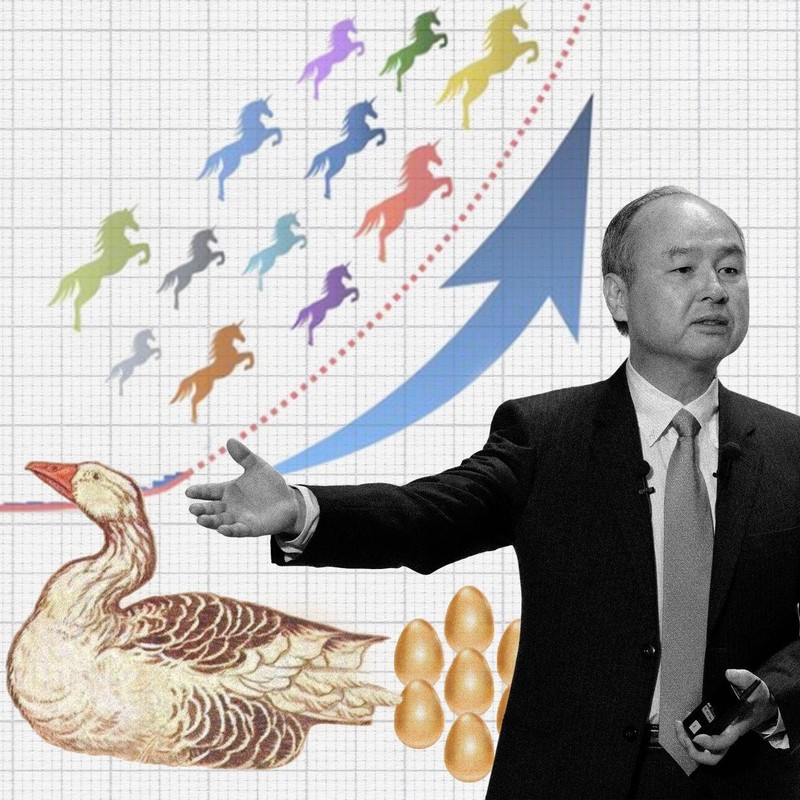 Bài thuyết trình chú ngỗng đẻ ra trứng vàng và đàn kỳ lân bay ấn tượng của tỷ phú Masayoshi Son (Ảnh: Wall Street Journal)