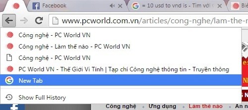 Nhanh chóng truy cập vào các trang web đã mở trong quá khứ. Nhanh chóng truy cập vào các trang web đã mở trong quá khứ.