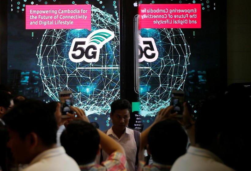 Lễ ra mắt mạng 5G tại công ty Viễn thông thông minh Axiata ở Phnom Penh, Campuchia ngày 8.7.2019
