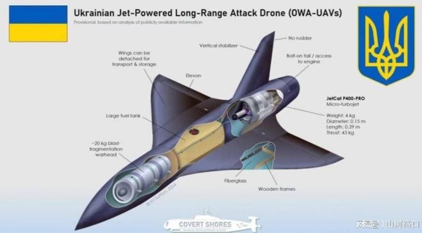 Loại vũ khí mới tên lửa - UAV mang tên "Palyanytsia" mà Ukraine vừa phát triển (Ảnh: NetEasy)