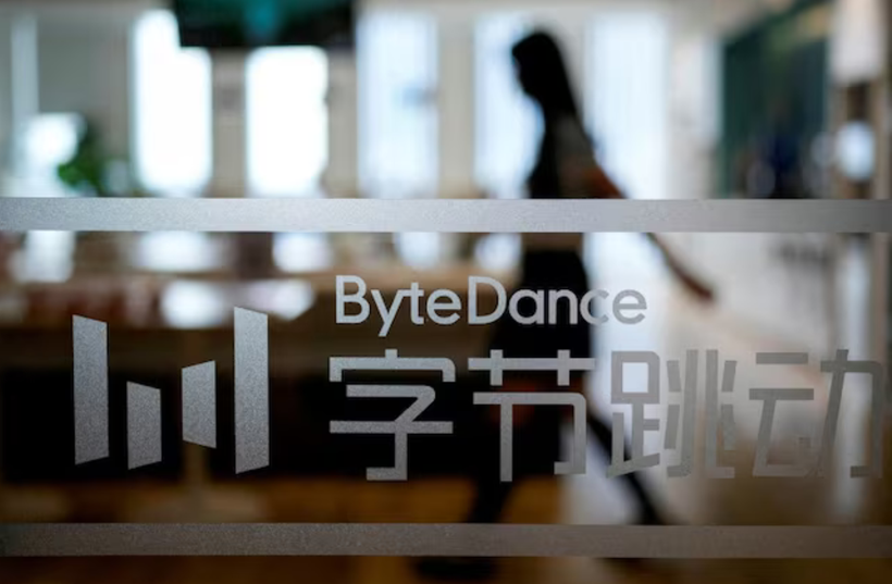 Logo ByteDance được nhìn thấy tại văn phòng công ty ở Thượng Hải, Trung Quốc (Ảnh: Reuters)