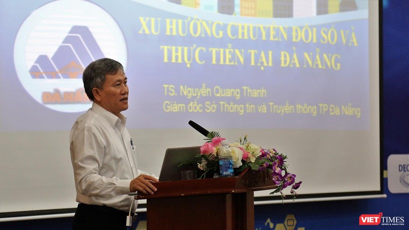 TS. Nguyễn Quang Thanh, Giám đốc Sở Thông tin và Truyền thông Đà Nẵng phát biểu tại Hội thảo “Chuyển đổi số - Cơ hội và thách thức với Đà Nẵng” ngày 31/5.