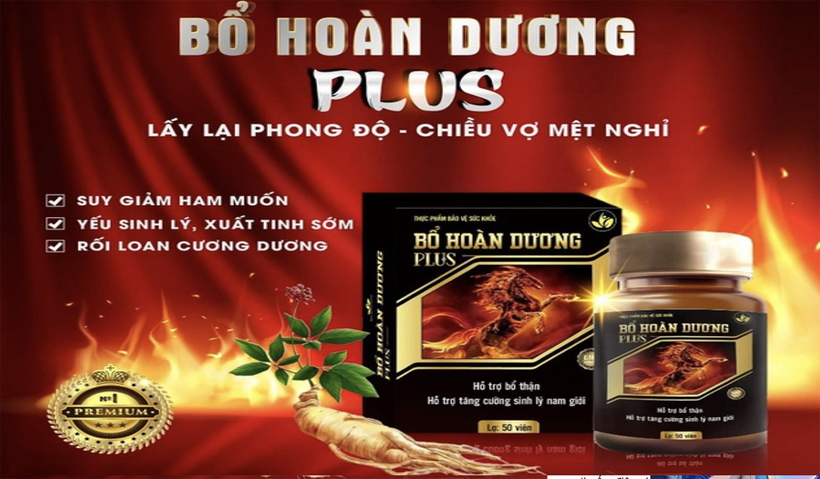 Thực phẩm bảo vệ sức khỏe Bổ hoàn dương plus do Công ty TNHH sản xuất - y dược phẩm Vĩnh Điển sản xuất có sử dụng chất cấm sử dụng (Sildenafil, Sibutramine) và sản xuất không có Giấy chứng nhận cơ sở đủ điều kiện an toàn thực phẩm đạt yêu cầu thực hành sản xuất tốt (GMP).