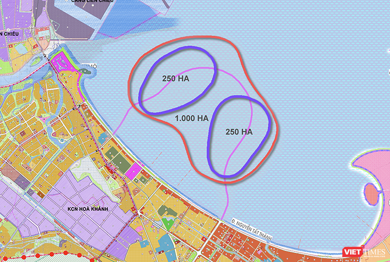 Vị trí dự kiến lấn biển để xây dựng Khu thương mại tự do Đà Nẵng