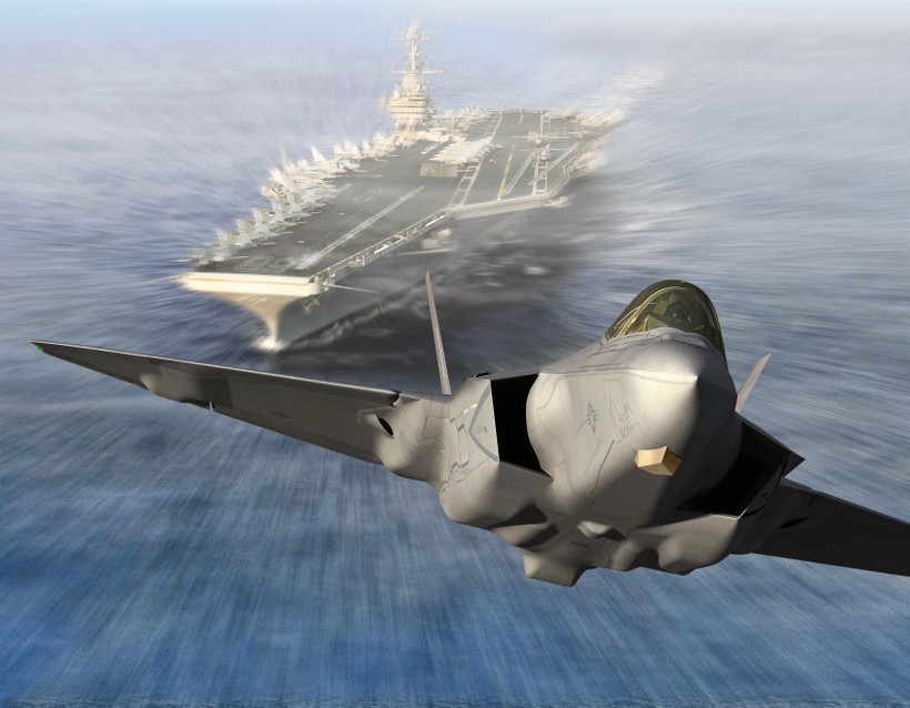 Chiến đấu cơ tàng hình F-35 cất cánh từ tàu sân bay Mỹ