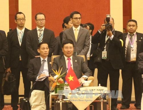 Phó Thủ tướng, Bộ trưởng Ngoại giao Phạm Bình Minh tại Phiên họp hẹp AMM 48. Ảnh: Kim Dung - Phóng viên TTXVN tại Malaysia