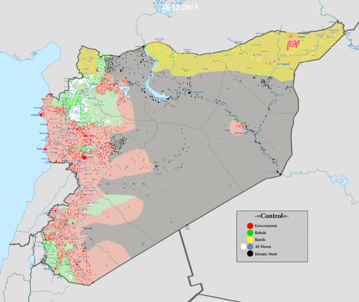 Tình hình phân bổ lực lượng Syria ngày 29.12.2015