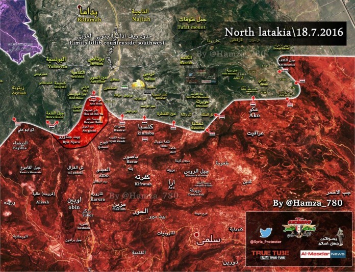 Bản đồ chiến sự Latakia ngày 18.07.2016