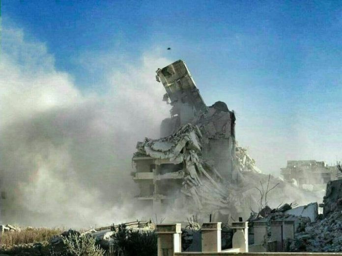 Khung cảnh tàn phá tan hoang ở quận Al-Wa'er thuộc thành phố Homs