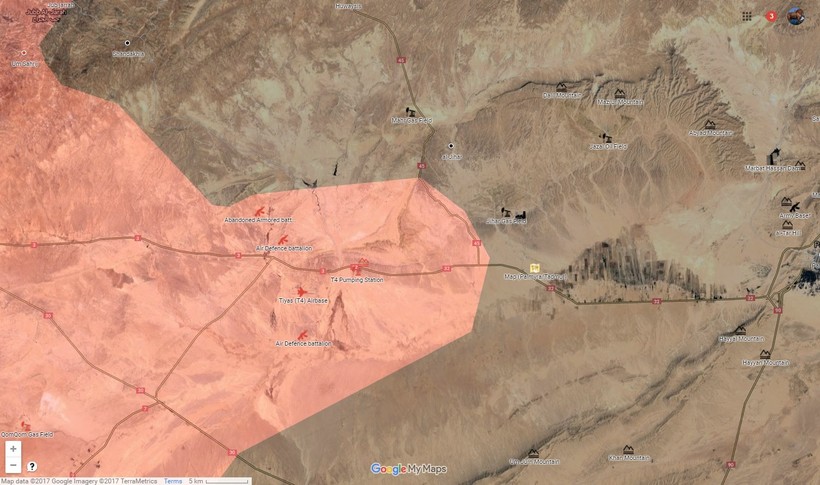 Bản đồ chiến trường Palmyra tính đến ngày 27.01.2017