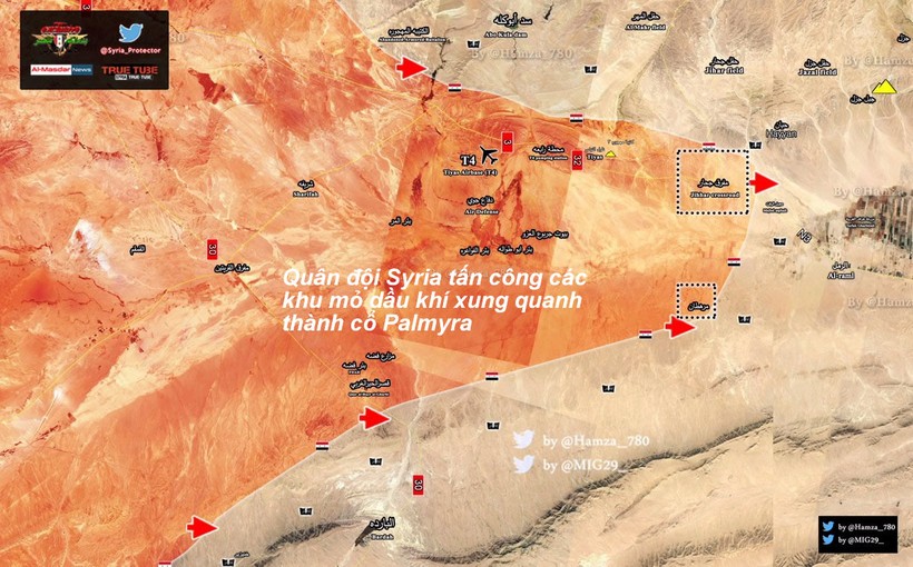 Bàn đồ chiến sự khu vực ngoại ô thành phố cổ Palmyra