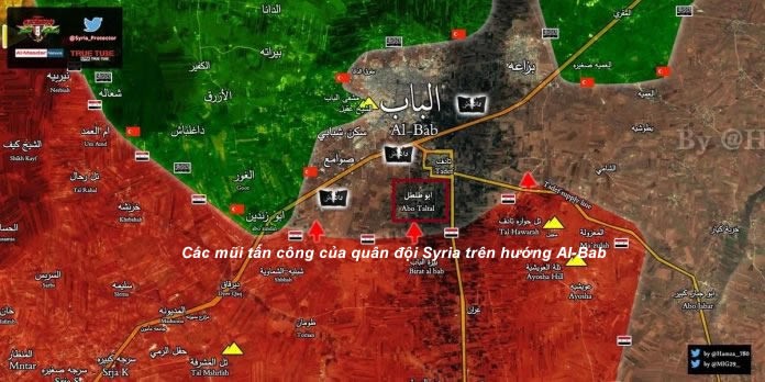 Bản đồ chiến sự vùng Al-Bab, phía đông thành phố Aleppo