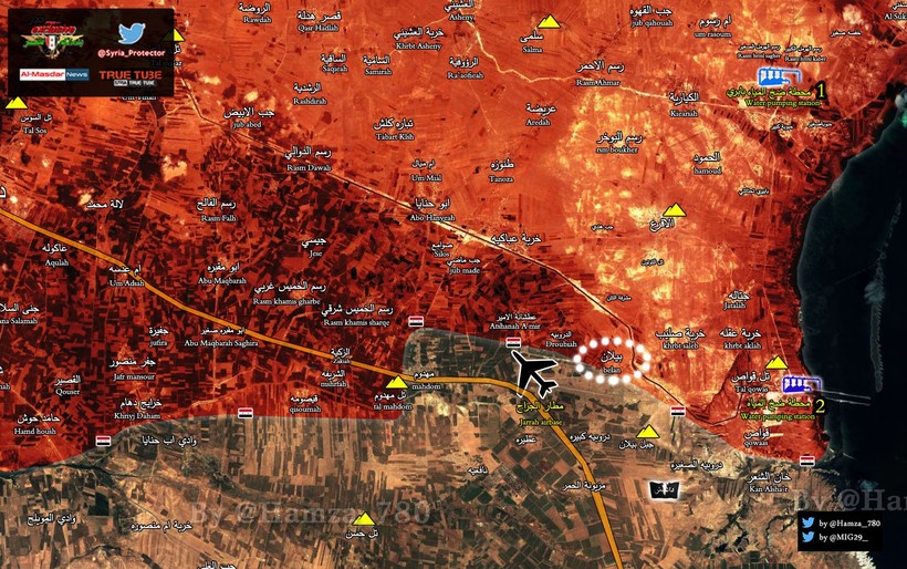 Bản đồ chiến sự vùng nông thôn phía đông Aleppo