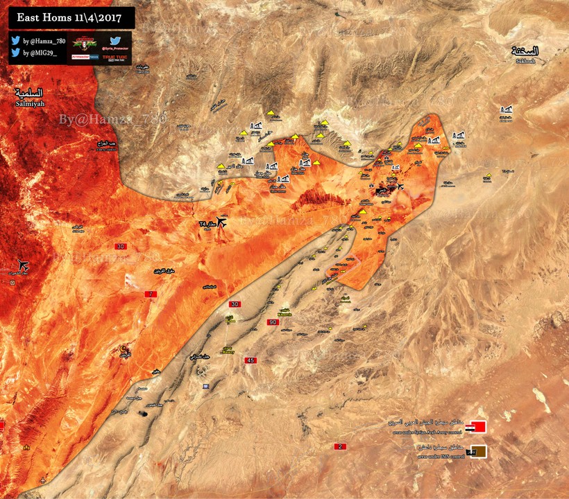 Bản dồ chiến sự chiến trường Palmyra tính đến ngày 11.04.2017