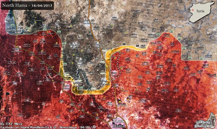 Bản đồ chiến sự khu vực phía bắc tỉnh Hama