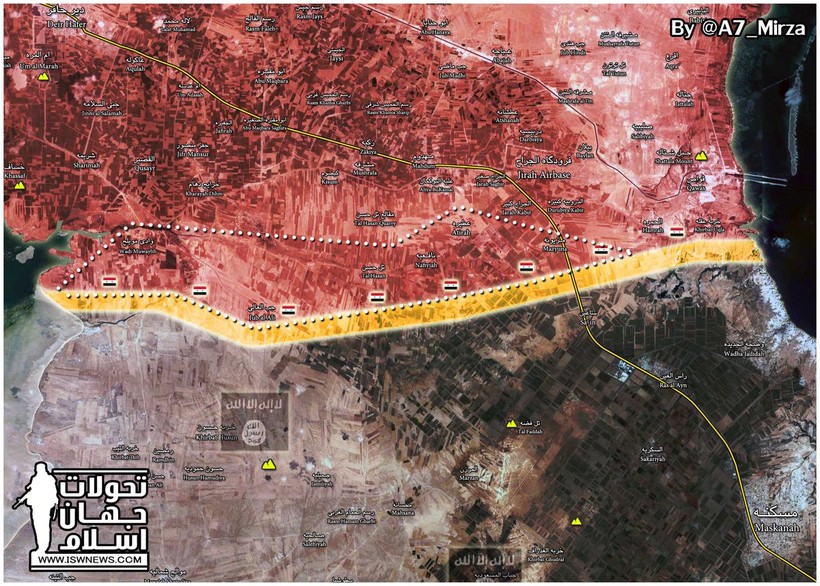 Bản đồ chiến sự trên vùng nông thôn phía đông tỉnh Aleppo