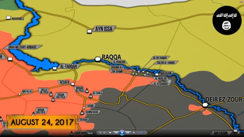 Bản đồ IS tiến hành cuộc tấn công vào khu vực phía đông nam Raqqa - ảnh video South Front