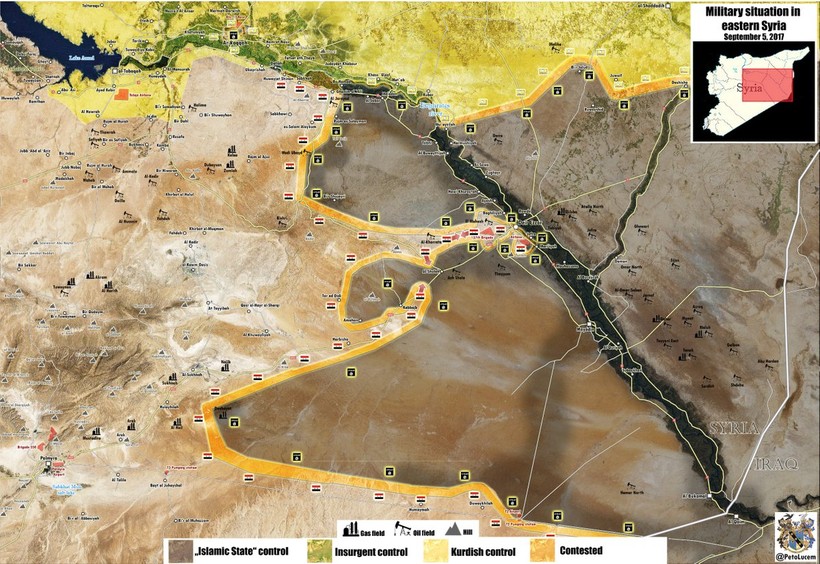 Tình hình chiến sự khu vực tỉnh Deir Ezzor tính đến ngày 05.09.2017 - bản đồ South Front