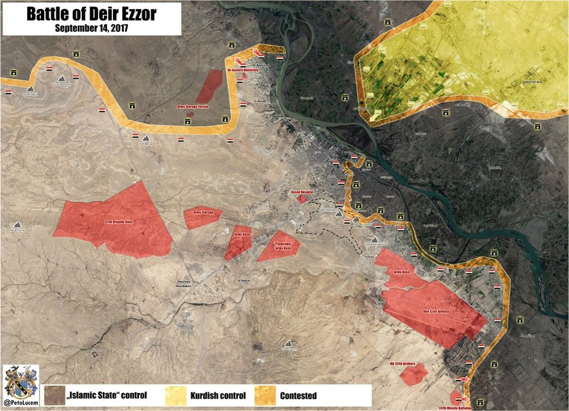 Bản đồ tình hình chiến sự Deir Ezzor tình đến ngày 14.09.2017 - ảnh South Front