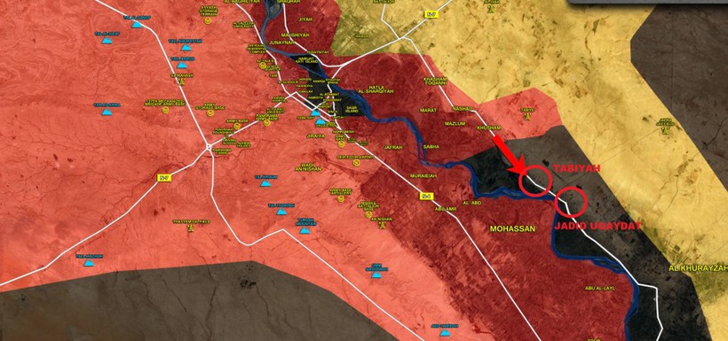 Hướng tiến công của quân đội Syria dọc theo bờ đông Euphrates -- ảnh South Front