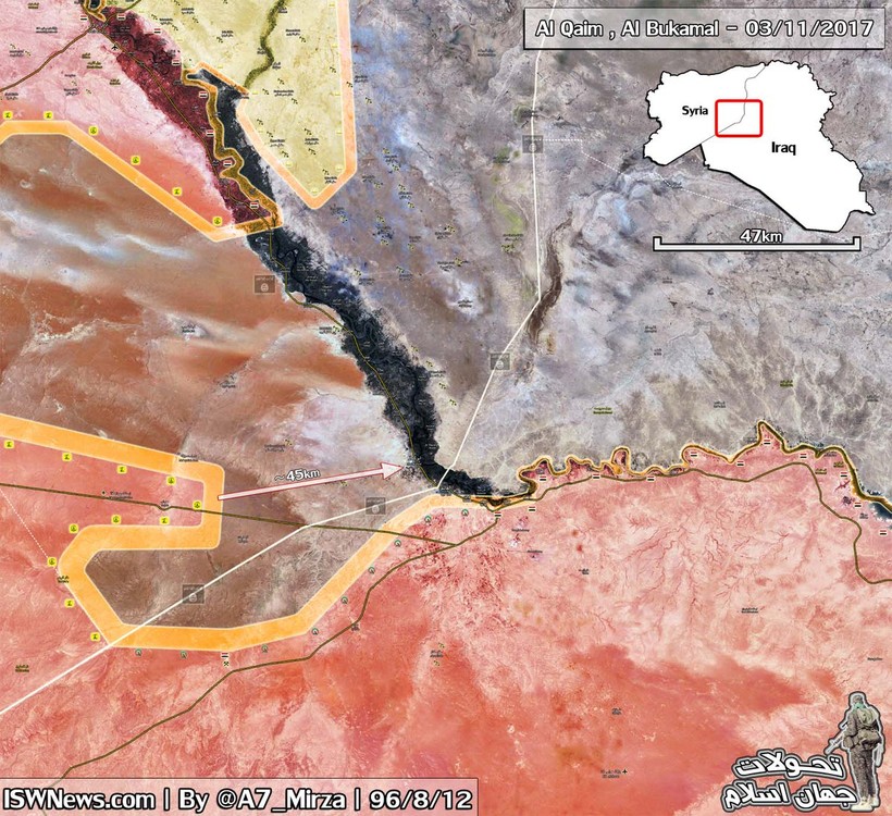 Bản đồ chiến sự khu vực Deir Ezzor, quân đội Syria tiến công về hướng biên giới Syria - Iraq, ảnh South Front