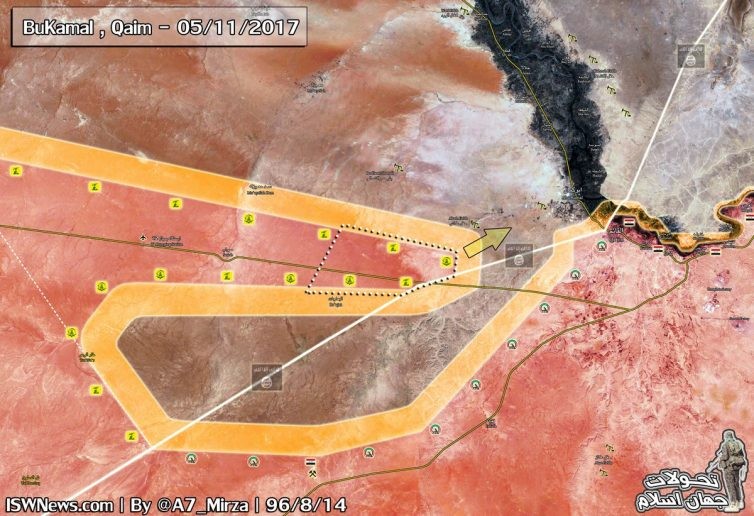 Chiến dich tấn công của quân đội Syria, IRGC, Hezbollah về phía thành phố Albukamal - bản đồ South Front