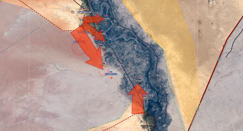 Các mũi tiến công của quân đội Syria trên chiến trường Deir Ezzor - Albukamal - ảnh Masdar News